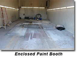 Olson Custom Blasting-enclosed paint booth.